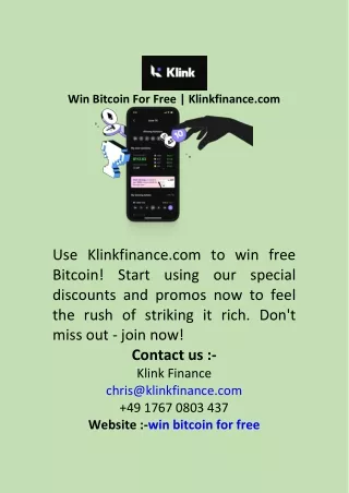Win Bitcoin For Free  Klinkfinance com