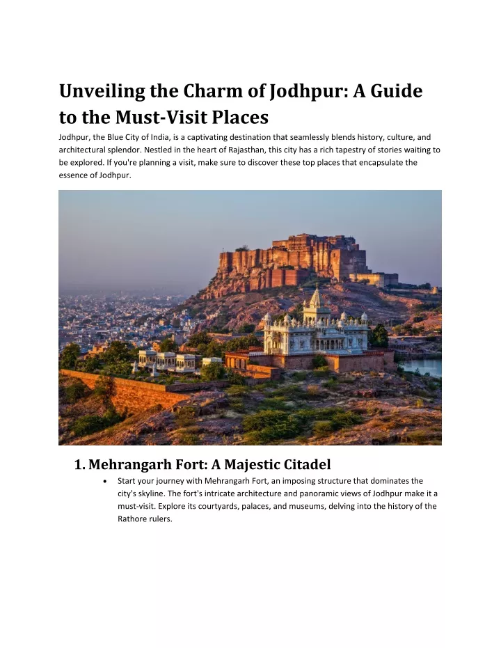 unveiling the charm of jodhpur a guide