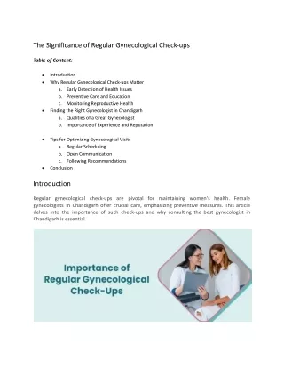 Significance of Regular Gynecological Check-ups