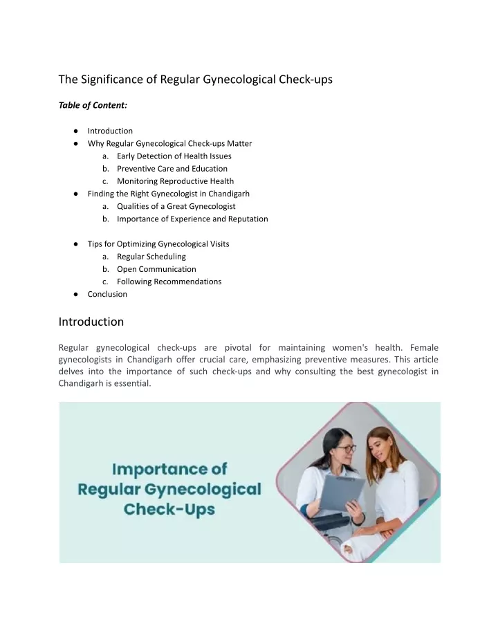 the significance of regular gynecological check