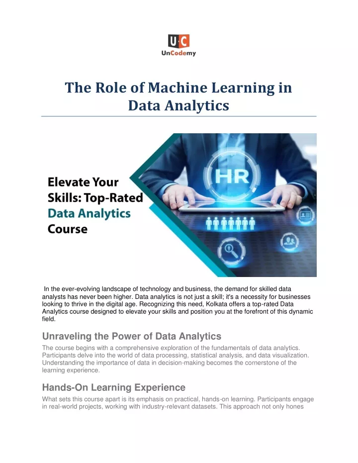 the role of machine learning in data analytics