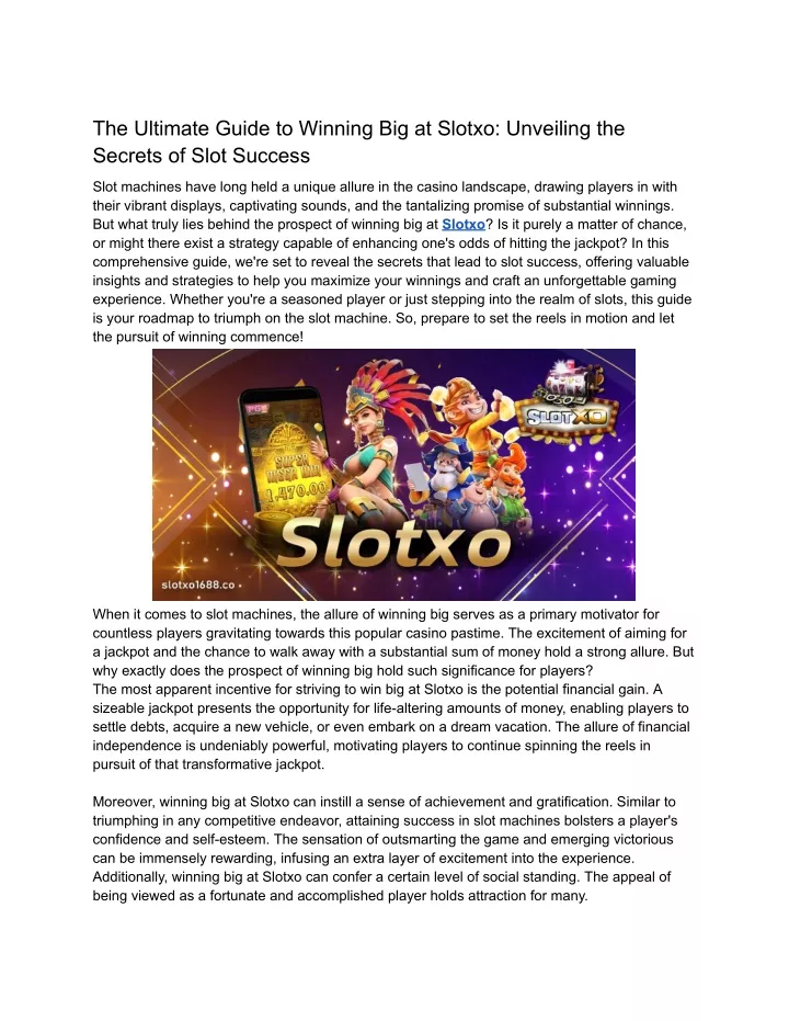 the ultimate guide to winning big at slotxo