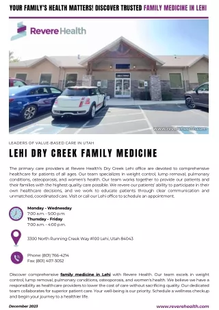 Trusted Family Medicine in Lehi  Revere Health
