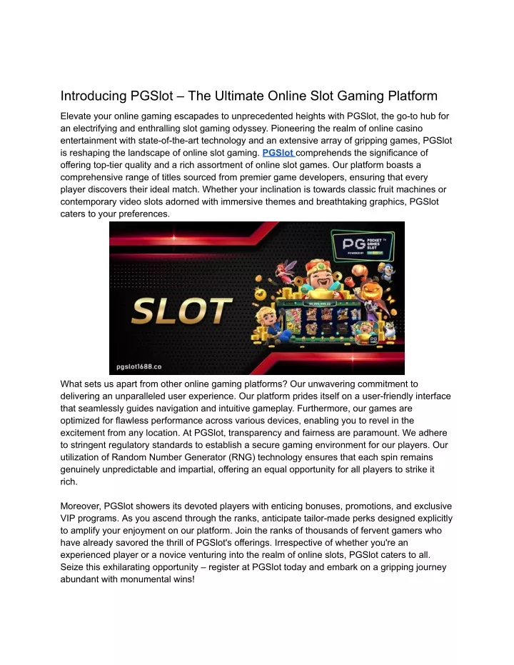 introducing pgslot the ultimate online slot