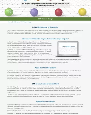 Dynamic DNN Website Design by UK Specialists - DyNNamite