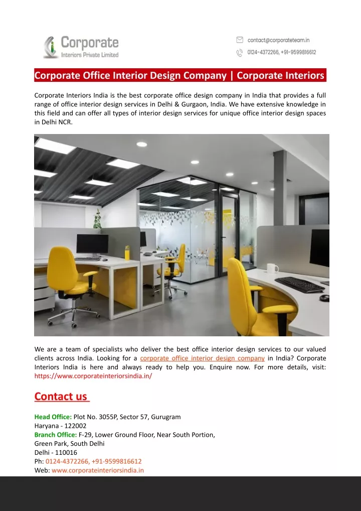 corporate office interior design company