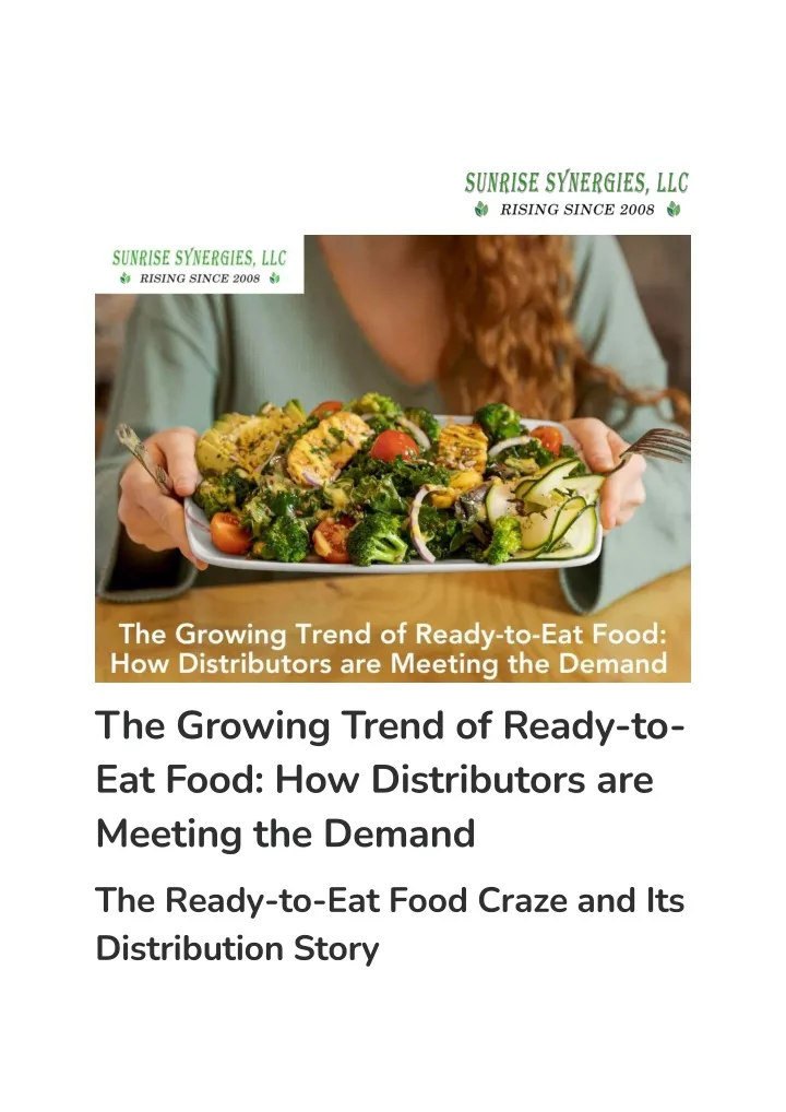 the growing trend of ready to eat food