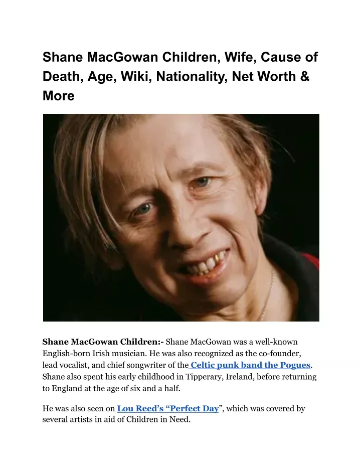 shane macgowan children wife cause of death