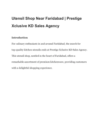 Utensil Shop Near Faridabad | Prestige Xclusive KD Sales Agency