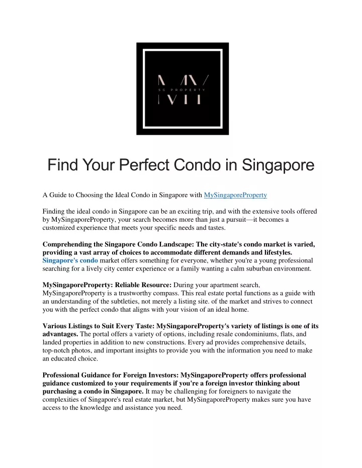 find your perfect condo in singapore