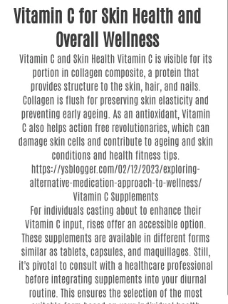 Vitamin C for Skin Health and Overall Wellness