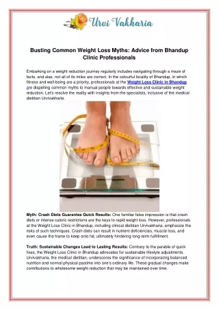 Busting Common Weight Loss Myths Advice from Bhandup Clinic Professionals