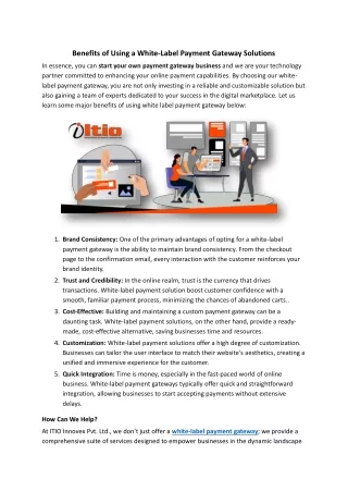 benefits of using a white label payment gateway