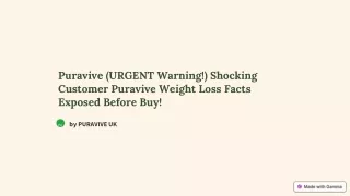 Puravive (URGENT Warning!) Shocking Customer Puravive Weight Loss Facts Exposed Before Buy!