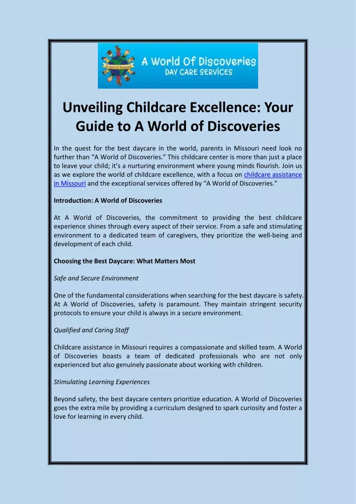 unveiling childcare excellence your guide