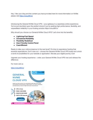 Introducing the General NVMe Cloud VPS – your gateway to a seamless online experience