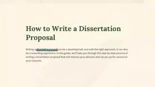 How to Write a Dissertation Proposal