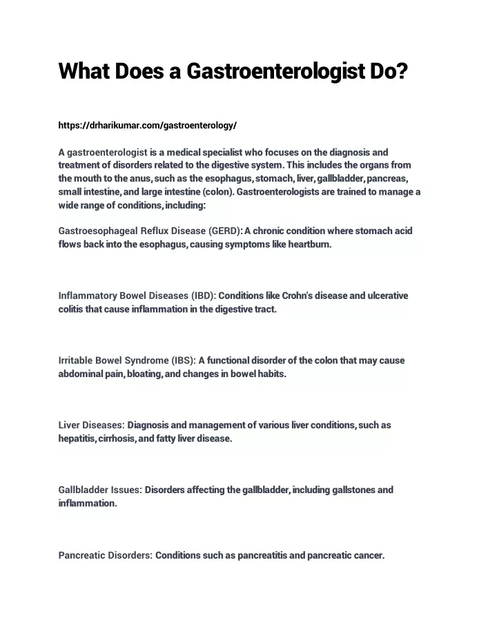 what does a gastroenterologist do