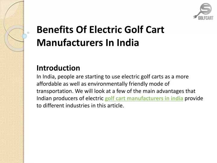 benefits of electric golf cart manufacturers