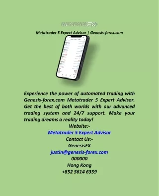 Metatrader 5 Expert Advisor  Genesis-forex.com