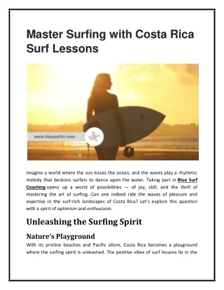 Master Surfing with Costa Rica Surf Lessons