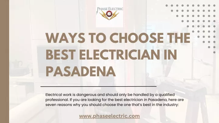 ways to choose the best electrician in pasadena