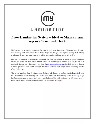 Brow Lamination System – Ideal to Maintain and Improve Your Lash Health