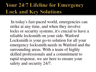 Emergency Locksmith Watford