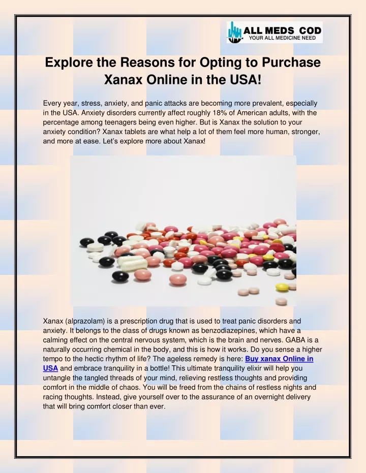 explore the reasons for opting to purchase xanax
