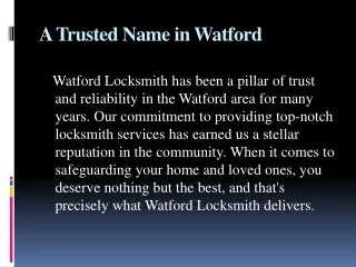 Residential Locksmith Watford