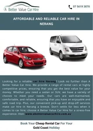 Affordable and Reliable Car Hire in Nerang