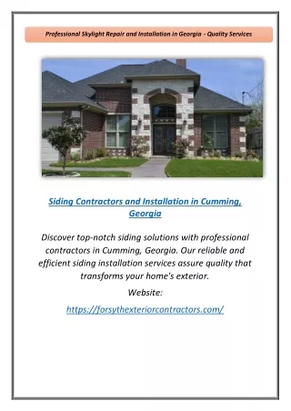 Professional Siding Contractors in Cumming, GA - Quality Siding Solutions