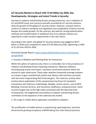 IoT Security Market to Reach USD 73.92 Billion by 2026, Key Developments, Strate