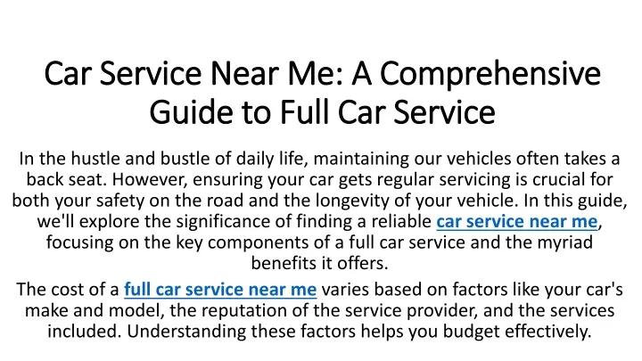 car service near me a comprehensive guide to full car service