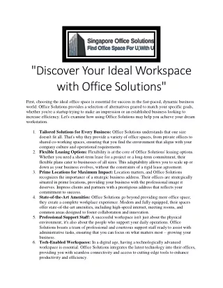Discover Your Ideal Workspace with Office Solutions