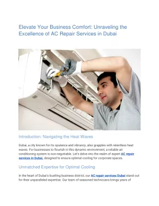 Elevate Your Business Comfort: Unraveling the Excellence of AC Repair Services i