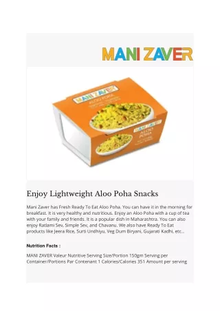 Enjoy Lightweight Aloo Poha Snacks