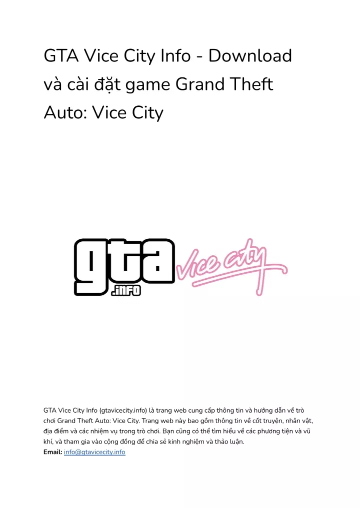 gta vice city info download v c i t game grand