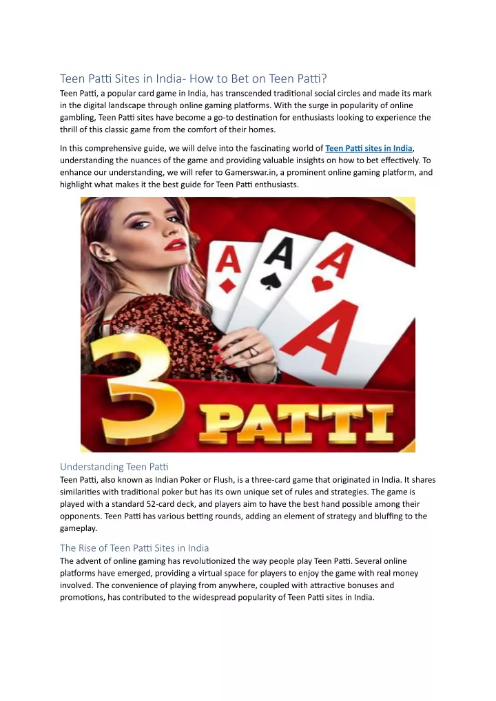 teen patti sites in india how to bet on teen