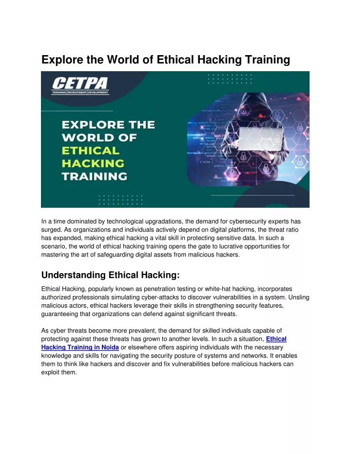 explore the world of ethical hacking training