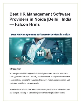 Best HR Management Software Providers in Noida