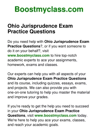 Ohio Jurisprudence Exam Practice Questions