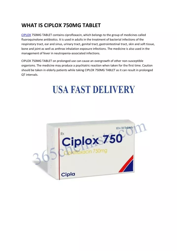 what is ciplox 750mg tablet