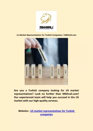 US market representatives for Turkish companies