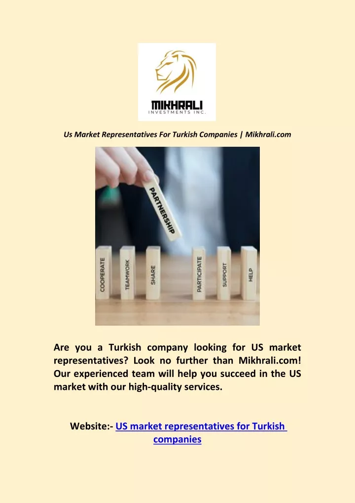 us market representatives for turkish companies