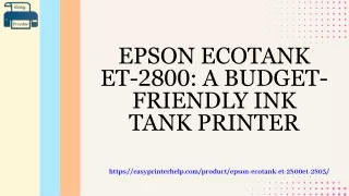Epson EcoTank ET-2800 A Budget-Friendly Ink Tank Printer
