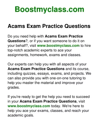 Acams Exam Practice Questions