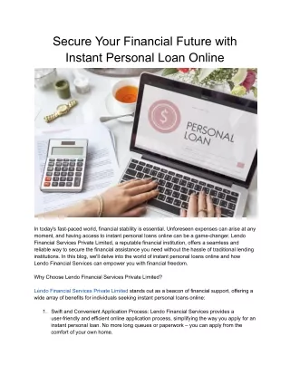 Instant personal loan online