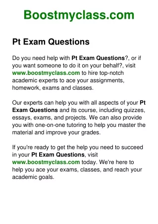 Pt Exam Questions