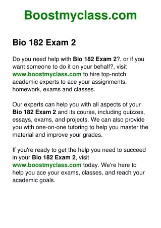 Bio 182 Exam 2